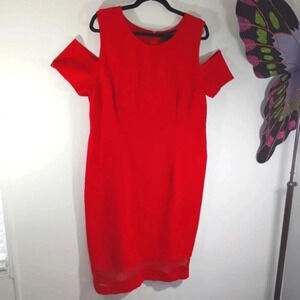 Lane Bryant Red Dress Slash Shoulder Plus Size 18